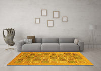 Machine Washable Abstract Yellow Modern Rug, wshabs3750yw