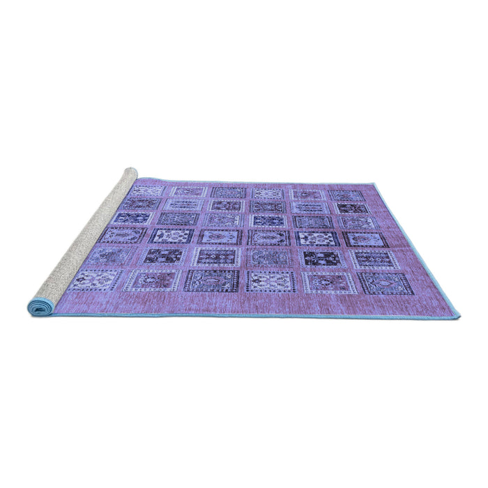 Sideview of Machine Washable Abstract Blue Modern Rug, wshabs3750blu