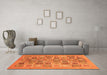 Machine Washable Abstract Orange Modern Area Rugs in a Living Room, wshabs3750org