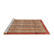 Sideview of Machine Washable Abstract Red Rug, wshabs3751