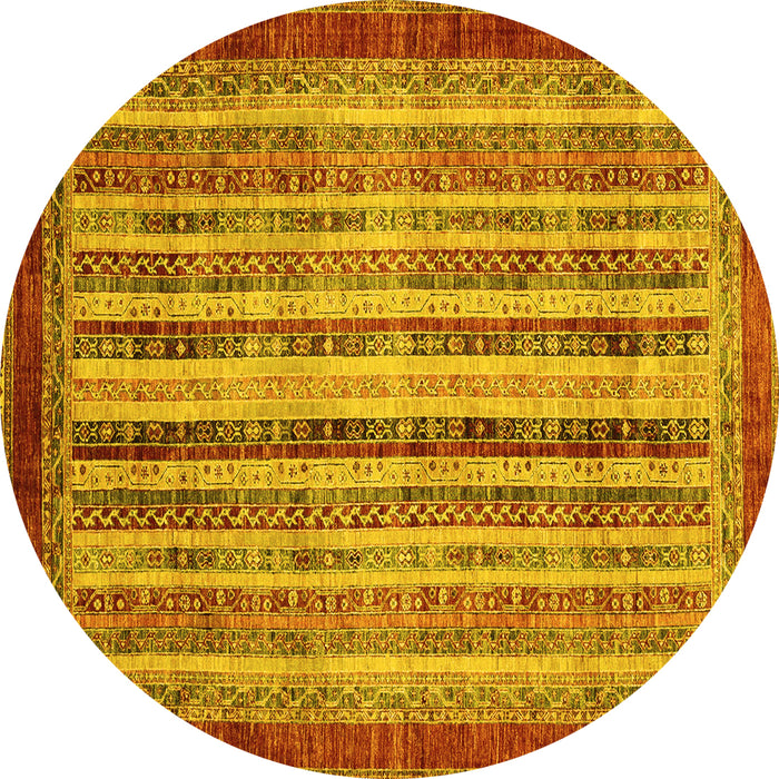 Round Machine Washable Abstract Yellow Modern Rug, wshabs3751yw