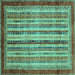 Square Abstract Turquoise Modern Rug, abs3751turq