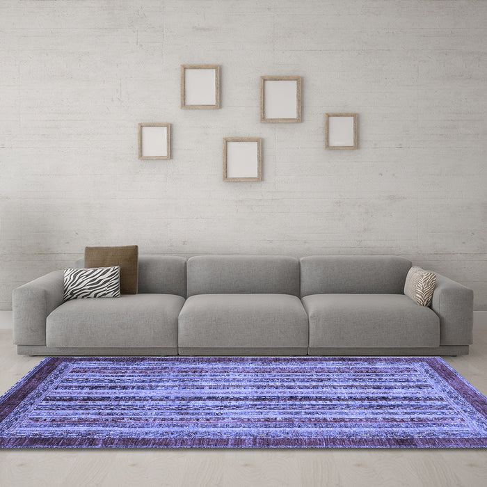 Machine Washable Abstract Blue Modern Rug in a Living Room, wshabs3751blu