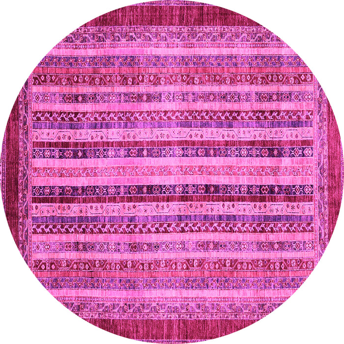 Round Machine Washable Abstract Pink Modern Rug, wshabs3751pnk