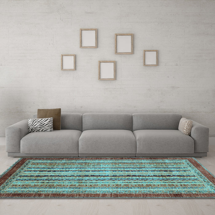 Machine Washable Abstract Light Blue Modern Rug in a Living Room, wshabs3751lblu