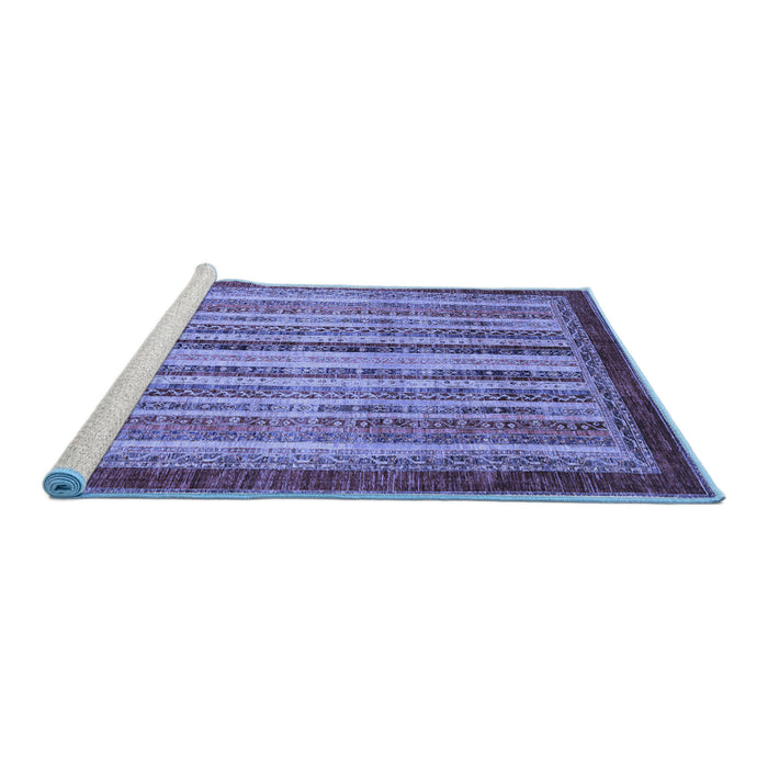 Sideview of Machine Washable Abstract Blue Modern Rug, wshabs3751blu