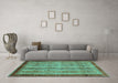 Machine Washable Abstract Turquoise Modern Area Rugs in a Living Room,, wshabs3751turq