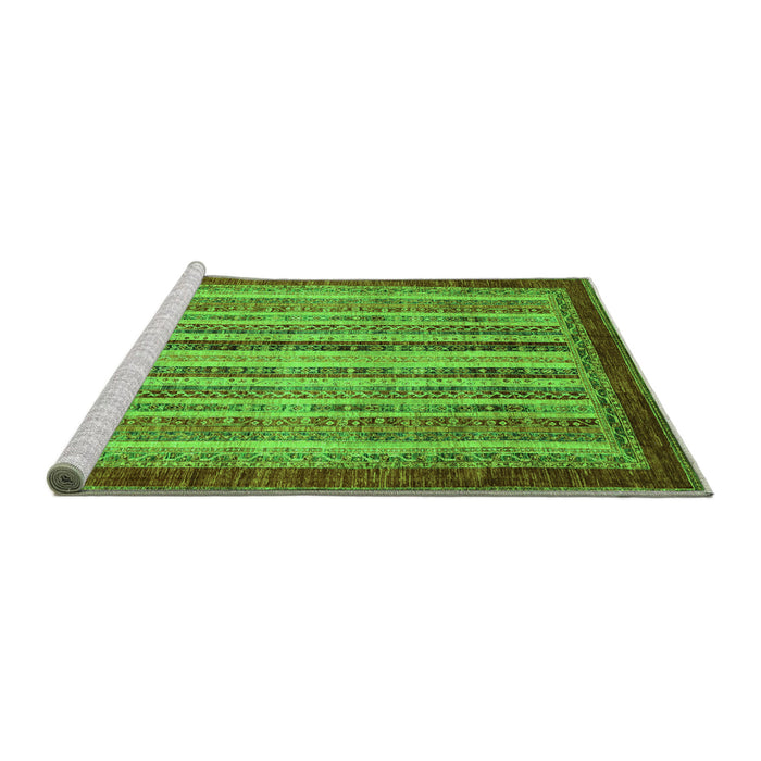 Sideview of Machine Washable Abstract Green Modern Area Rugs, wshabs3751grn