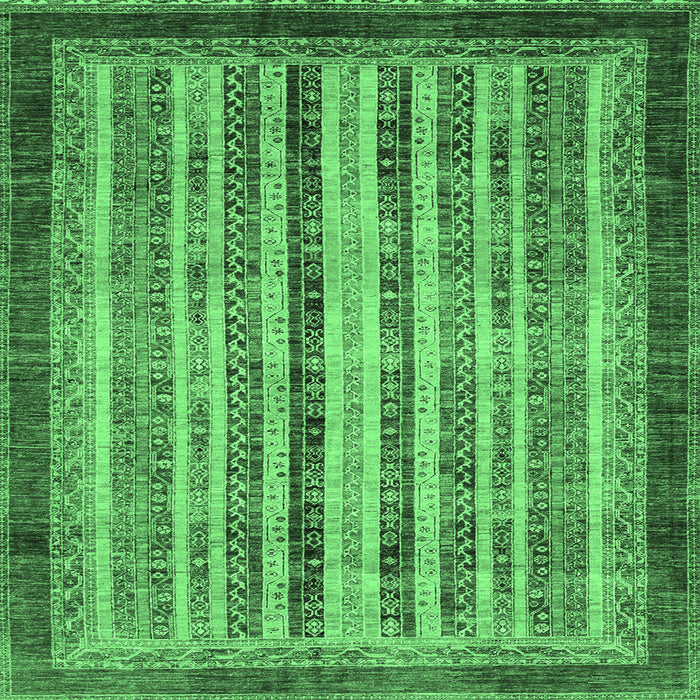 Square Machine Washable Abstract Emerald Green Modern Area Rugs, wshabs3751emgrn