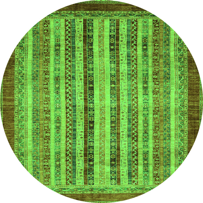 Round Abstract Green Modern Rug, abs3751grn