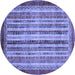 Round Machine Washable Abstract Blue Modern Rug, wshabs3751blu