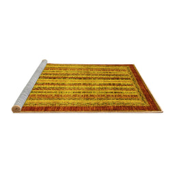 Sideview of Machine Washable Abstract Yellow Modern Rug, wshabs3751yw