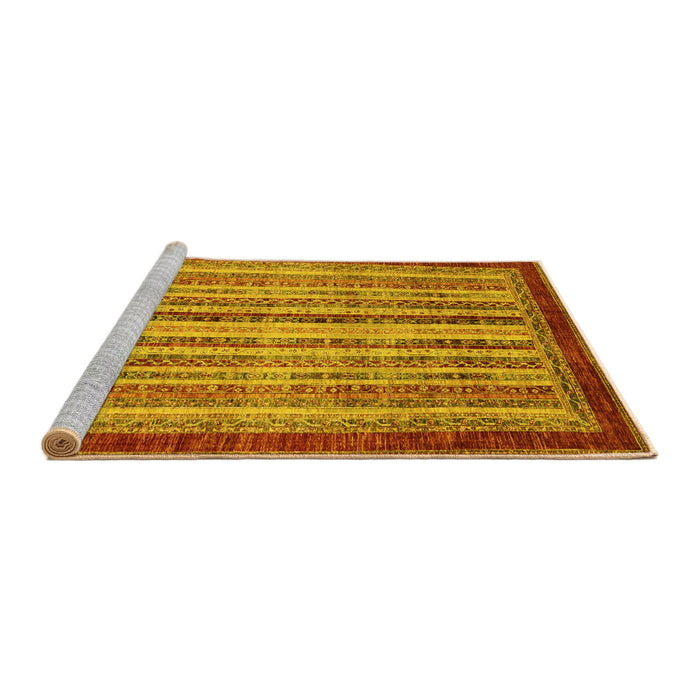Sideview of Machine Washable Abstract Yellow Modern Rug, wshabs3751yw