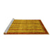 Sideview of Machine Washable Abstract Yellow Modern Rug, wshabs3751yw