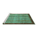 Sideview of Machine Washable Abstract Turquoise Modern Area Rugs, wshabs3751turq