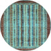 Round Machine Washable Abstract Light Blue Modern Rug, wshabs3751lblu