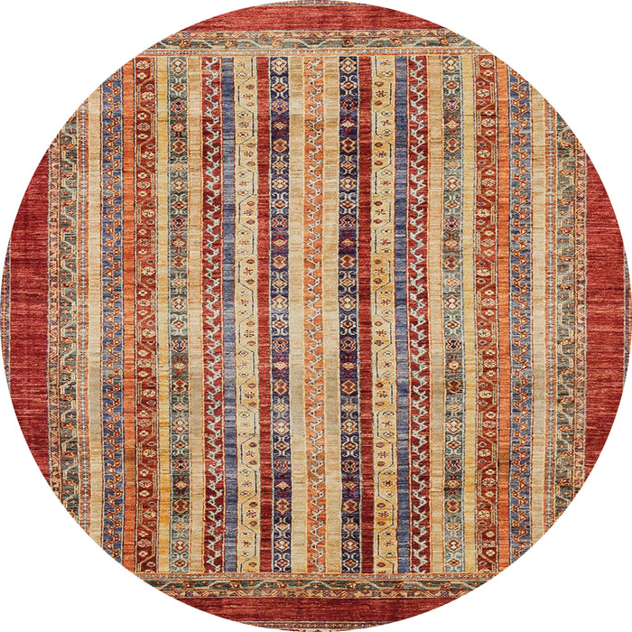 Round Machine Washable Abstract Red Rug, wshabs3751
