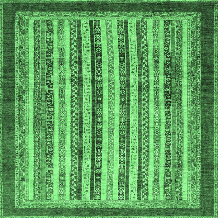 Square Machine Washable Abstract Emerald Green Modern Area Rugs, wshabs3752emgrn
