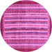 Round Machine Washable Abstract Pink Modern Rug, wshabs3752pnk