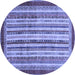 Round Machine Washable Abstract Blue Modern Rug, wshabs3752blu