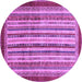 Round Machine Washable Abstract Purple Modern Area Rugs, wshabs3752pur