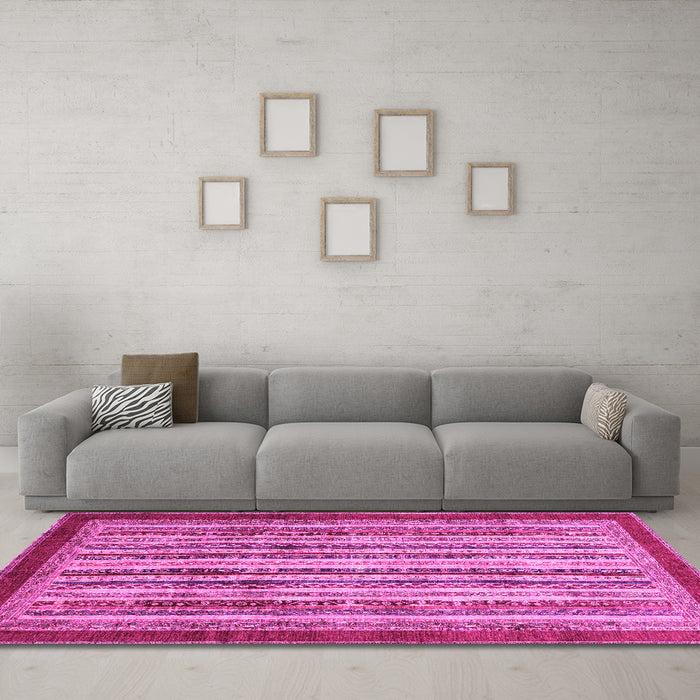 Machine Washable Abstract Pink Modern Rug in a Living Room, wshabs3752pnk