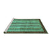 Sideview of Machine Washable Abstract Turquoise Modern Area Rugs, wshabs3752turq