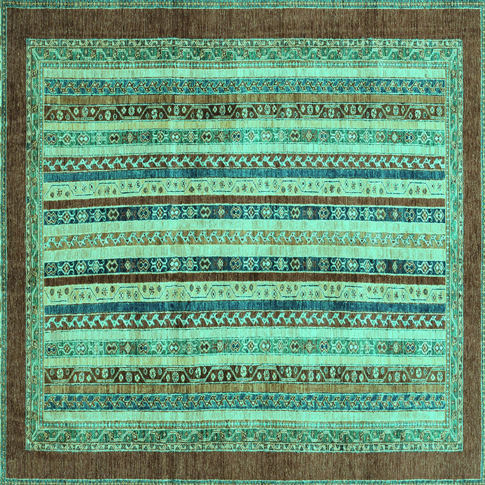 Square Machine Washable Abstract Turquoise Modern Area Rugs, wshabs3752turq