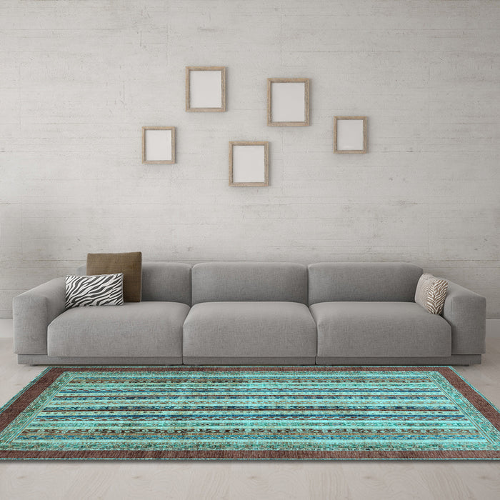 Machine Washable Abstract Light Blue Modern Rug in a Living Room, wshabs3752lblu