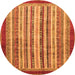 Round Abstract Orange Modern Rug, abs3752org