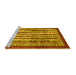 Sideview of Machine Washable Abstract Yellow Modern Rug, wshabs3752yw