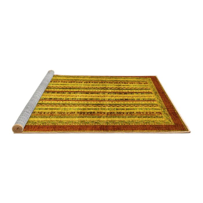 Sideview of Machine Washable Abstract Yellow Modern Rug, wshabs3752yw