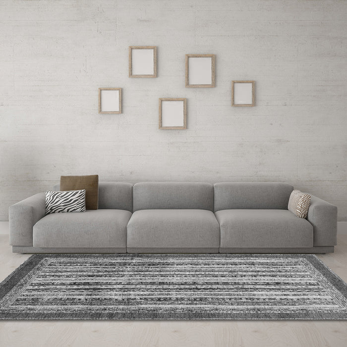 Machine Washable Abstract Gray Modern Rug in a Living Room,, wshabs3752gry