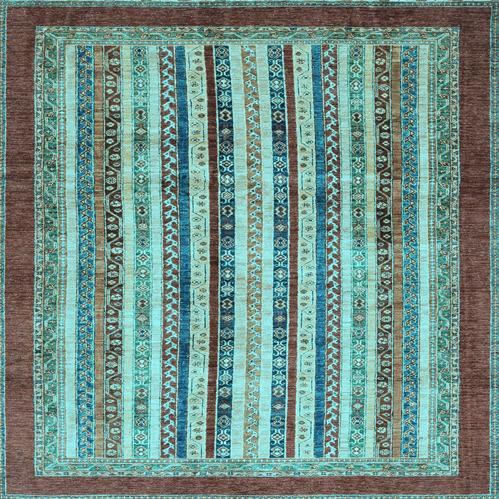 Square Abstract Light Blue Modern Rug, abs3752lblu