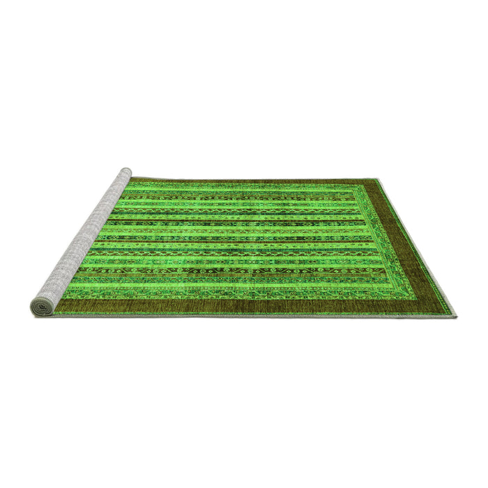 Sideview of Machine Washable Abstract Green Modern Area Rugs, wshabs3752grn