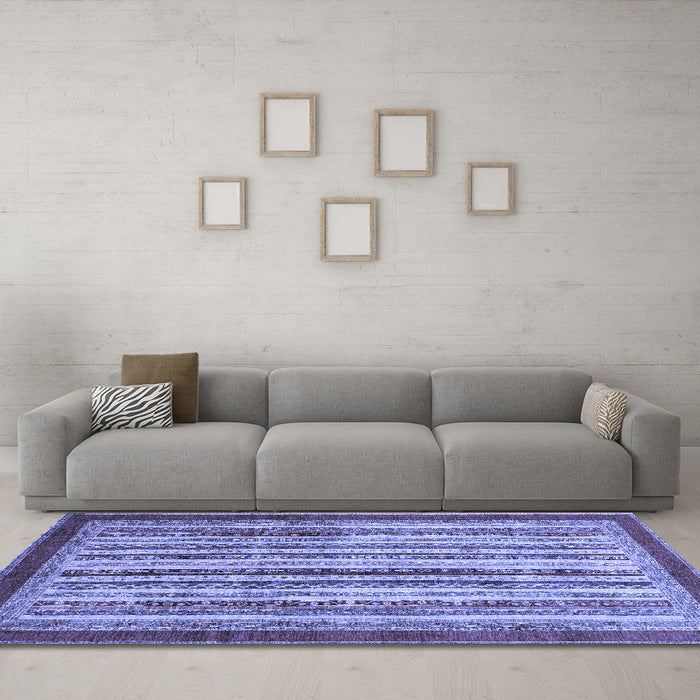 Machine Washable Abstract Blue Modern Rug in a Living Room, wshabs3752blu