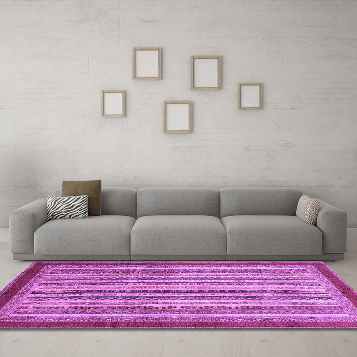Machine Washable Abstract Purple Modern Area Rugs in a Living Room, wshabs3752pur