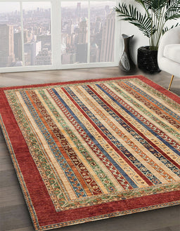 Machine Washable Abstract Brown Sugar Brown Rug in a Family Room, wshabs3752