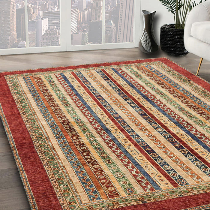 Machine Washable Abstract Brown Sugar Brown Rug in a Family Room, wshabs3752