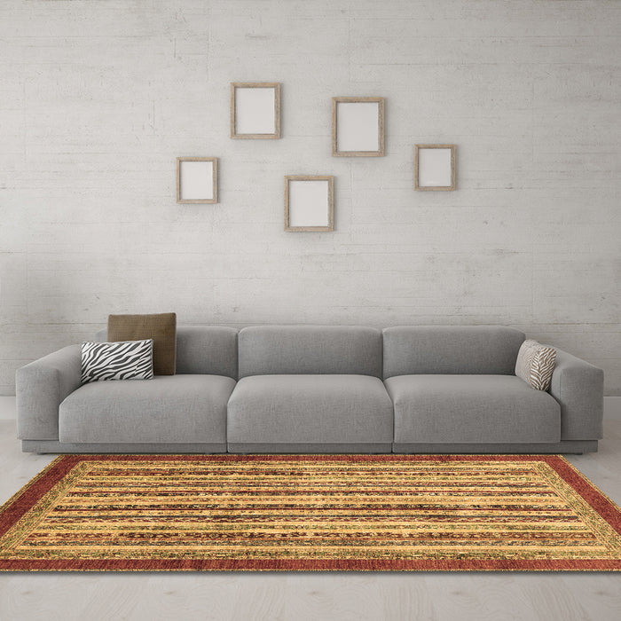 Machine Washable Abstract Brown Modern Rug in a Living Room,, wshabs3752brn