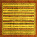 Square Machine Washable Abstract Yellow Modern Rug, wshabs3752yw