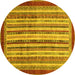 Round Abstract Yellow Modern Rug, abs3752yw