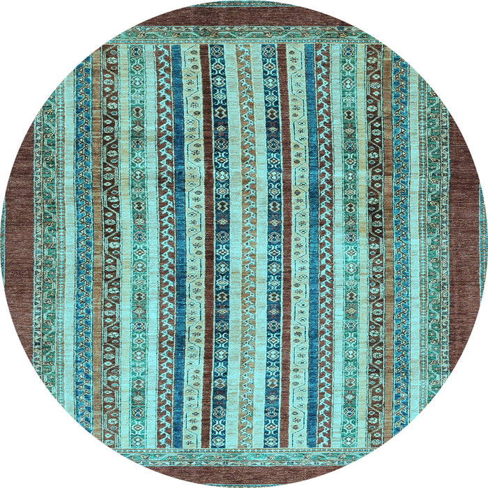 Round Abstract Light Blue Modern Rug, abs3752lblu