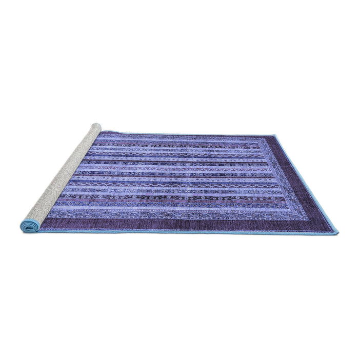 Sideview of Machine Washable Abstract Blue Modern Rug, wshabs3752blu