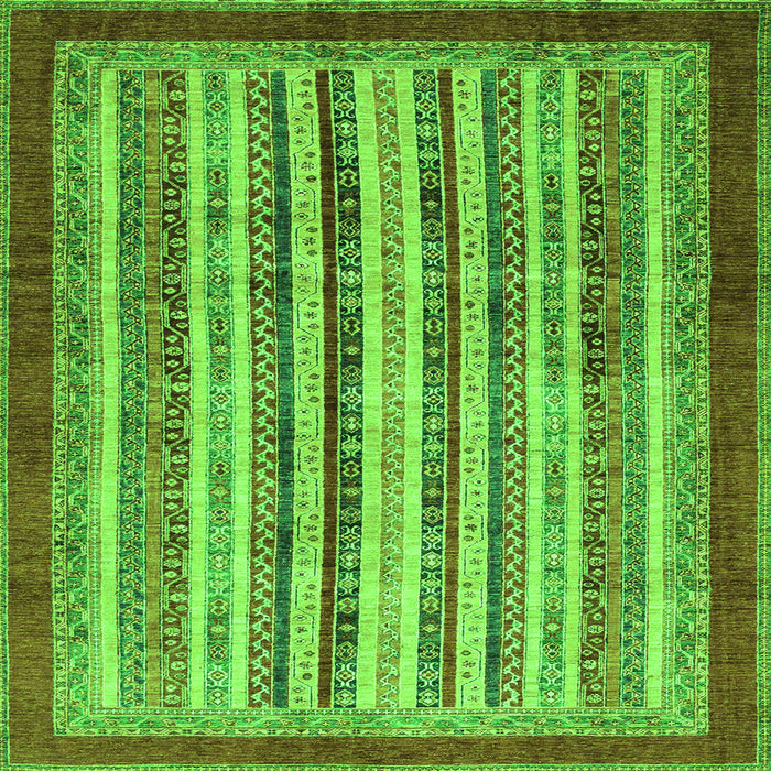 Square Abstract Green Modern Rug, abs3752grn