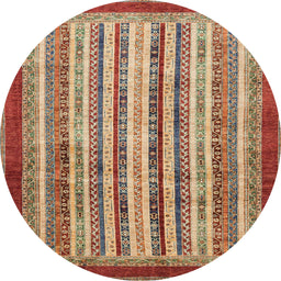 Round Abstract Brown Modern Rug, abs3752