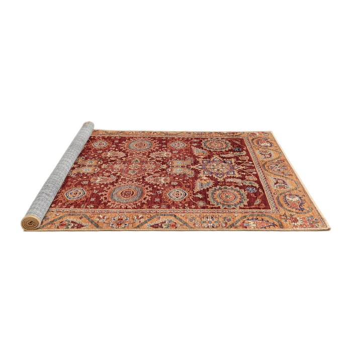 Sideview of Machine Washable Abstract Red Rug, wshabs3753