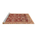 Sideview of Machine Washable Abstract Red Rug, wshabs3753