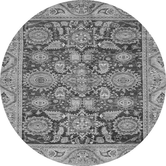 Round Machine Washable Oriental Gray Traditional Rug, wshabs3753gry