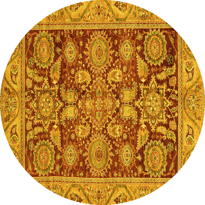 Round Oriental Yellow Traditional Rug, abs3753yw
